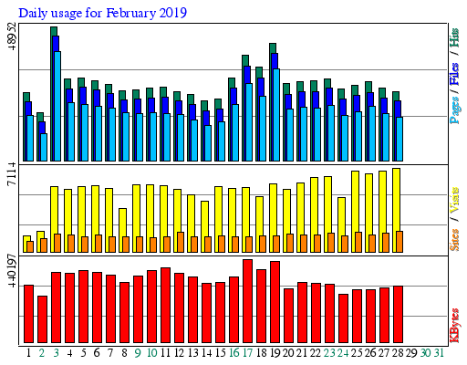 Daily usage for February 2019