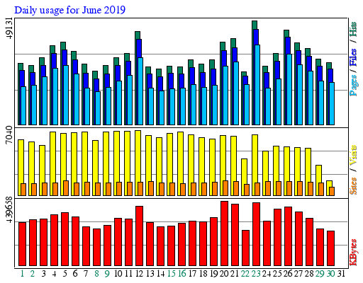 Daily usage for June 2019