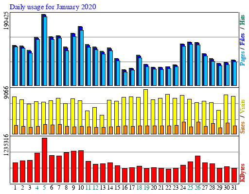 Daily usage for January 2020