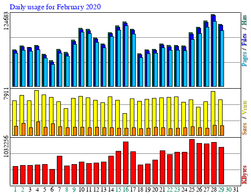 Daily usage for February 2020