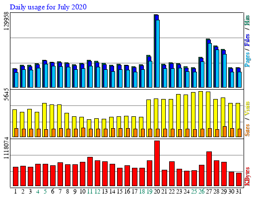 Daily usage for July 2020