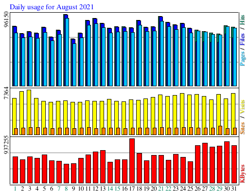 Daily usage for August 2021