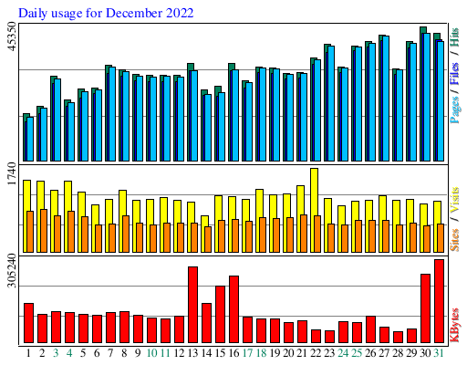 Daily usage for December 2022