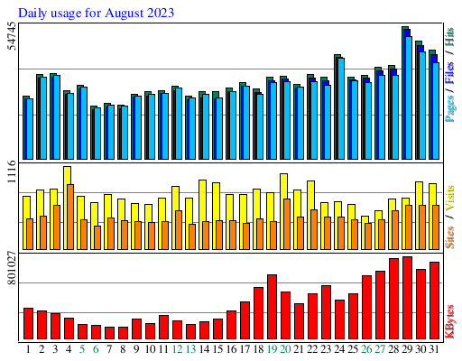 Daily usage for August 2023