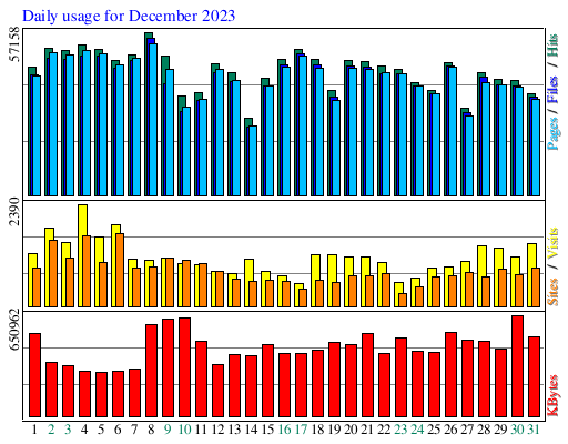 Daily usage for December 2023