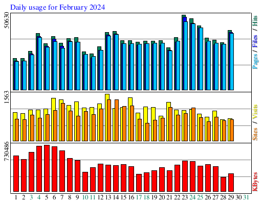 Daily usage for February 2024