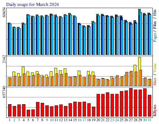 Daily usage for March 2024