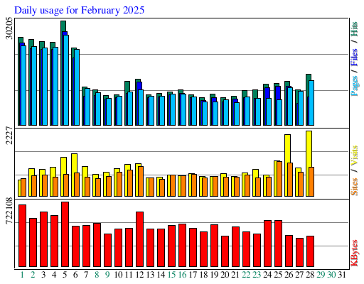 Daily usage for February 2025