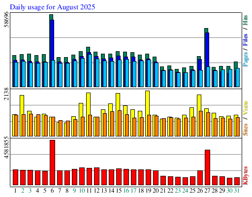Daily usage for August 2025