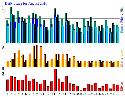 Daily usage for August 2026